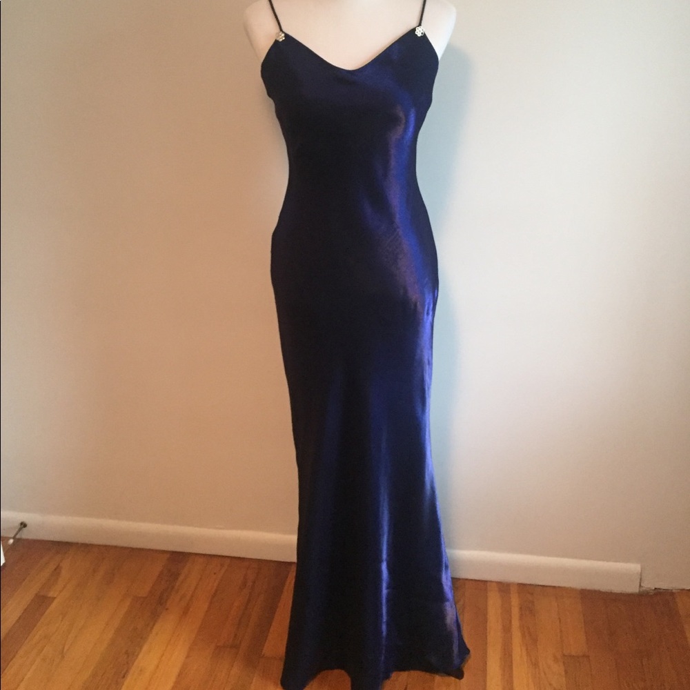 Women’s sapphire long dress Medium w/ Rhinestones